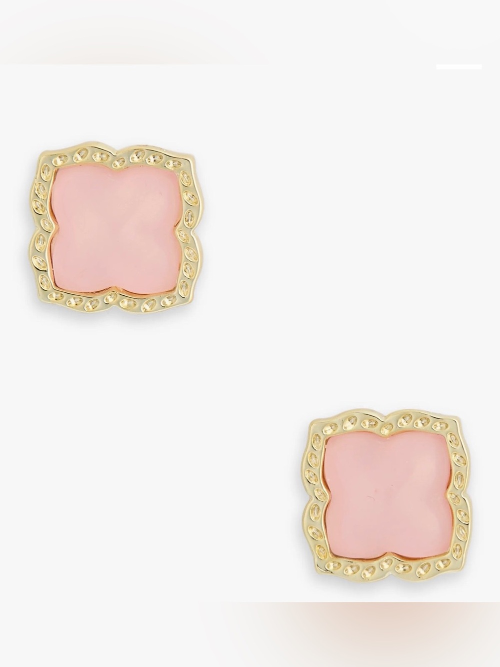 Brand New Kendra Scott Mallory in Gold Rose Quartz Stud Earrings - Picture 1 of 7